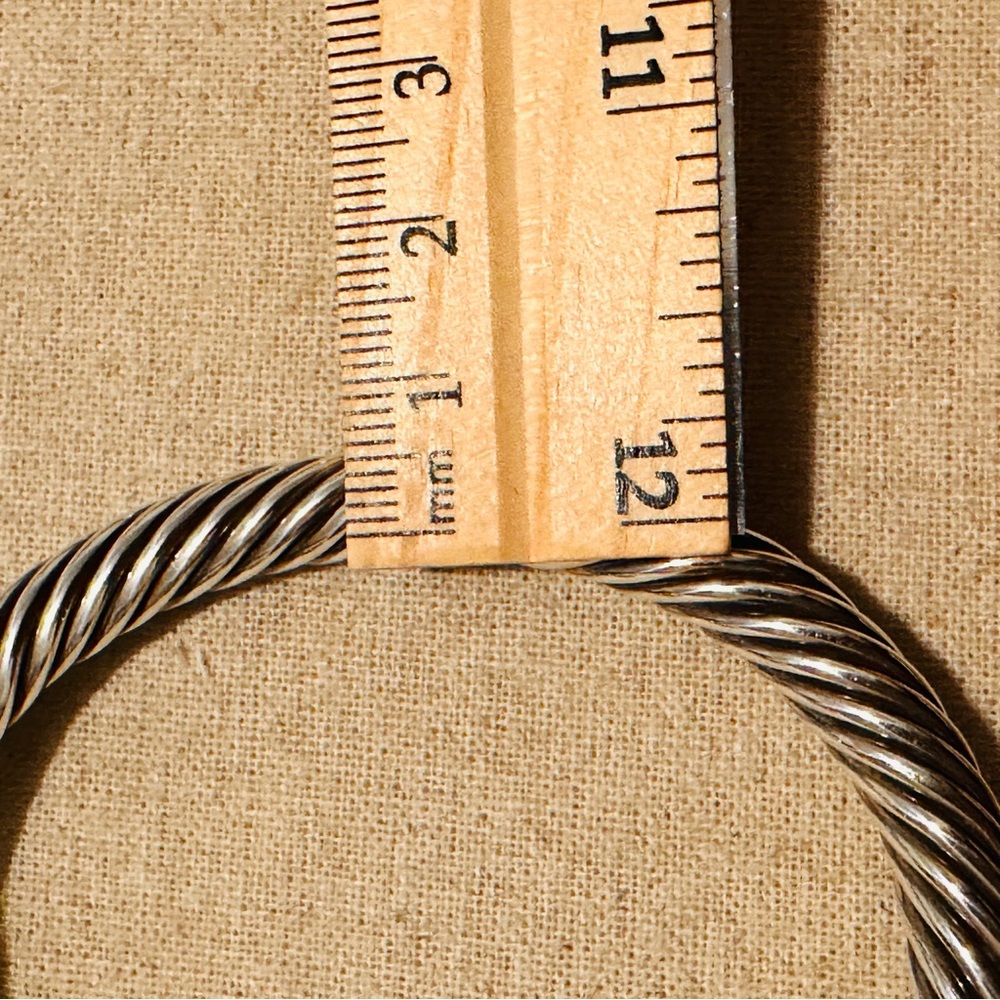 Vintage | Bracelet | Vintage Sterling Silver Cable Cuff Gold Domes | Festival - Picture 7 of 11